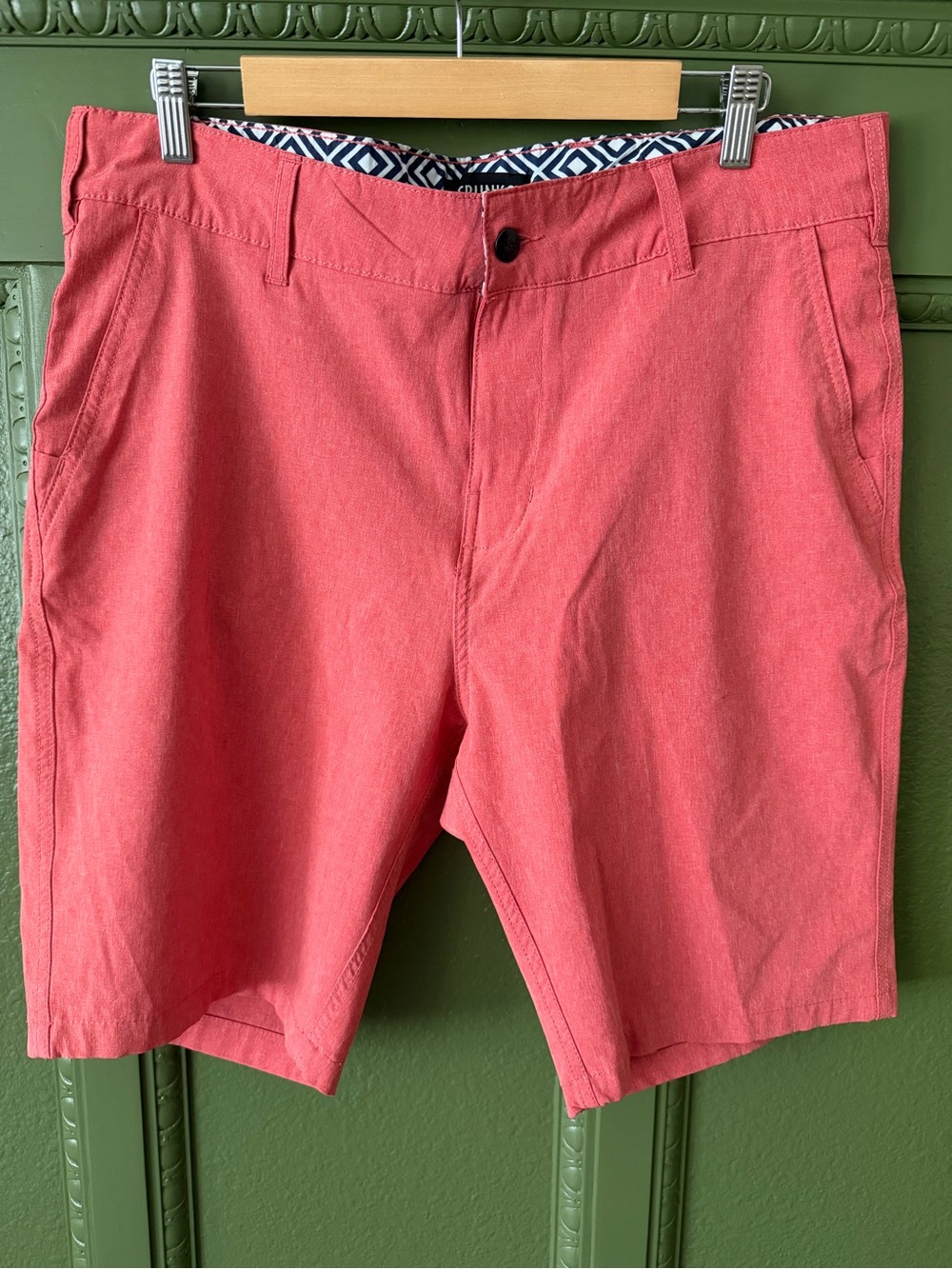 Men's Coral Red Chino Shorts - Classic Summer Style
